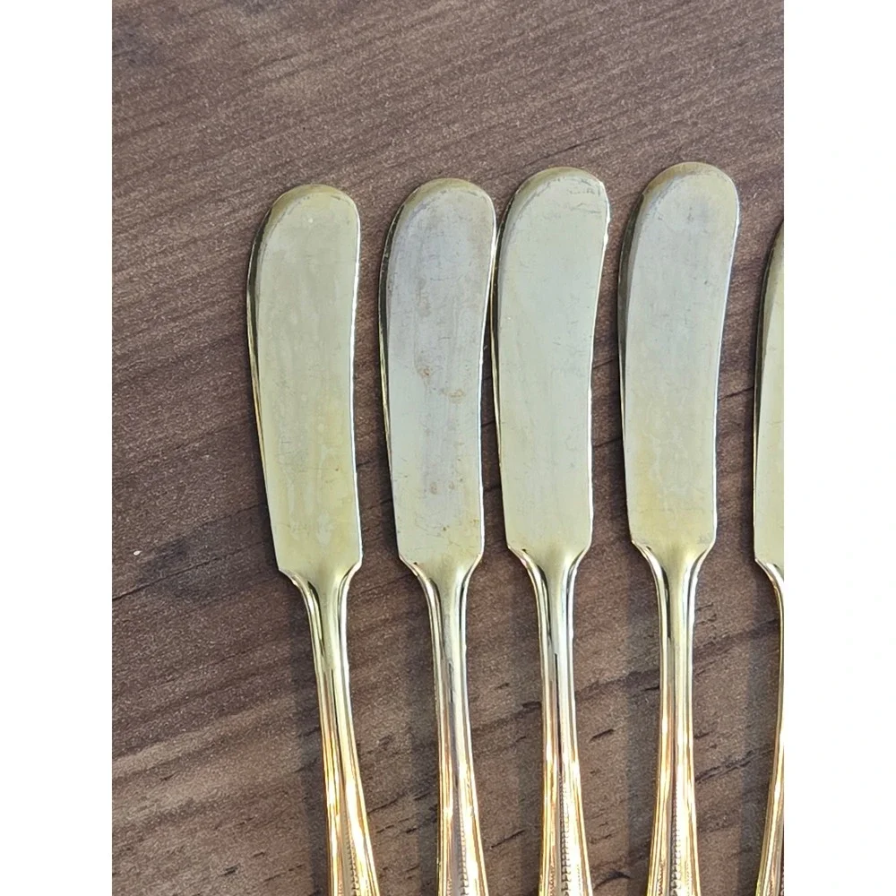 Vintage 24K Gold Plated Stainless Steel Butter Spreaders Japan Set of 6-SEE PICS